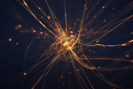 A captivating image showcasing a network of glowing lines and dots against a dark background,...