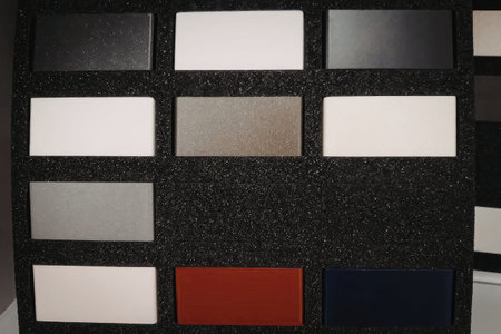 Display board showcasing various color samples