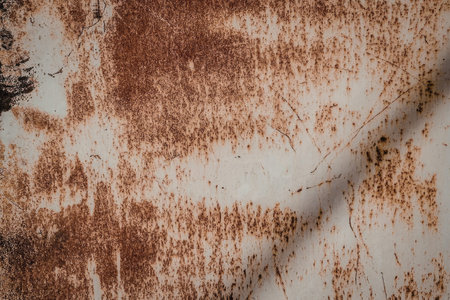 Rusty metal surface with orange and white texture