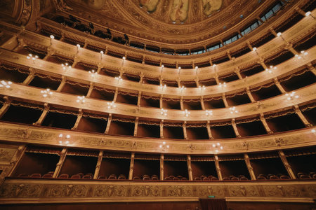 a large auditorium with many rows of seats and balconies, likely an opera house or theater with a domed ceiling