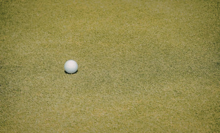 a white golf ball sitting on a green field with a pixelated appearance