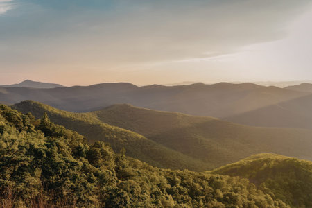 a mountain range with a cloudy sky and green trees in the foreground