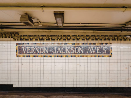 a pixelated image of a sign that reads vernon jackson ave s on a white wall with a brown roof and green plants above it