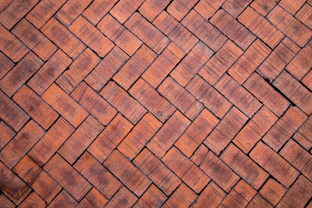 Abstract close up of a zigzag pattern red brick  The brick on floor or wallの写真素材