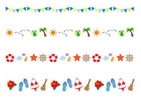 Summer vector illustration set for beaches, pools, drinks, etc.のイラスト素材