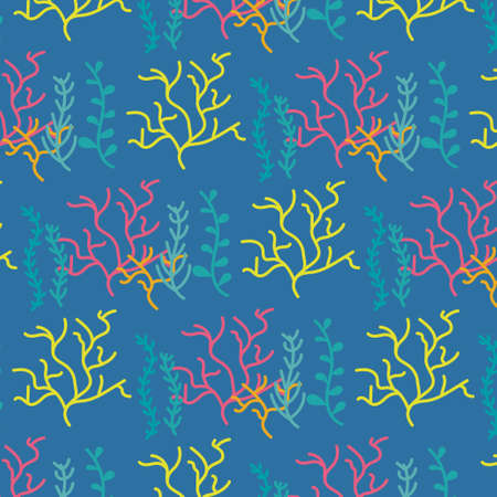 Pattern illustration of colorful aquatic plants