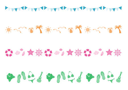 Summer vector illustration set for beaches, pools, drinks, etc.のイラスト素材
