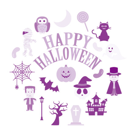 Assorted colorful and cute Halloween clip artのイラスト素材