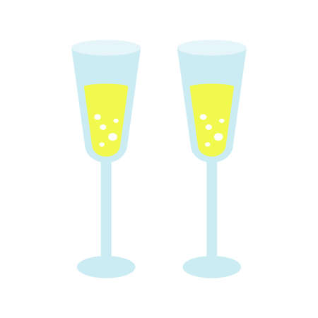 Simple and flat champagne illustration materialのイラスト素材