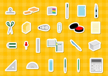 Simple and flat stationery illustration set materialのイラスト素材