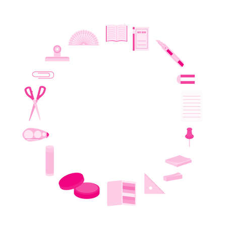 Simple and flat stationery illustration set materialのイラスト素材