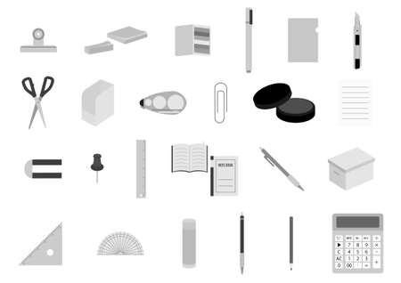 Simple and flat stationery illustration set materialのイラスト素材