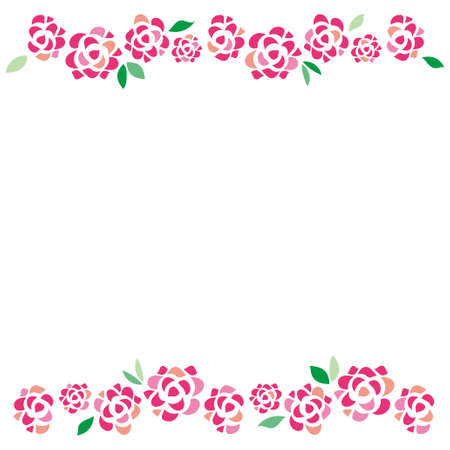 Simple pink rose line illustration materialのイラスト素材