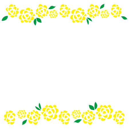 Simple yellow rose line illustration materialのイラスト素材