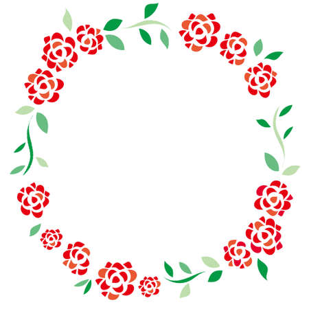 Simple red round rose frame materialのイラスト素材