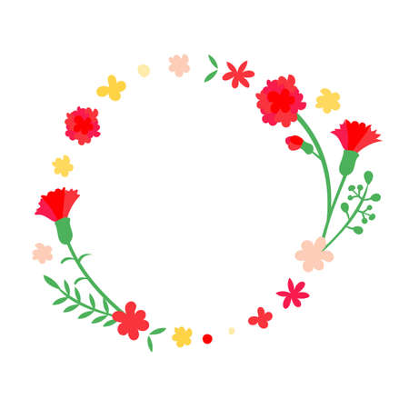 Botanical frame round frame illustration materialのイラスト素材