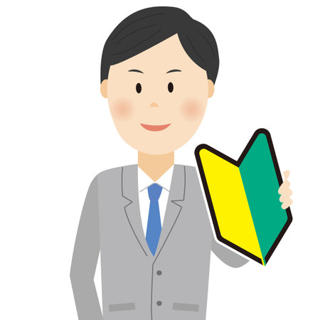 Illustration of a business person with a beginner markのイラスト素材
