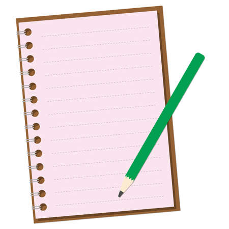 Simple and flat ring notebook and pencil materialのイラスト素材