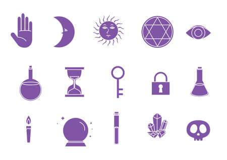Simple occult motif set illustrationのイラスト素材