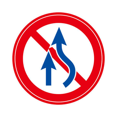 Simple and conspicuous overtaking prohibition sign materialのイラスト素材