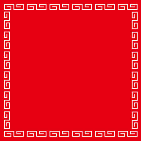 Chinese red thunder crest frame materialのイラスト素材