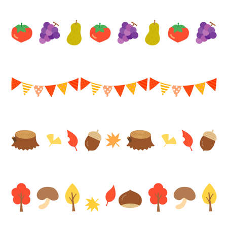 Flat and simple autumn line materialのイラスト素材