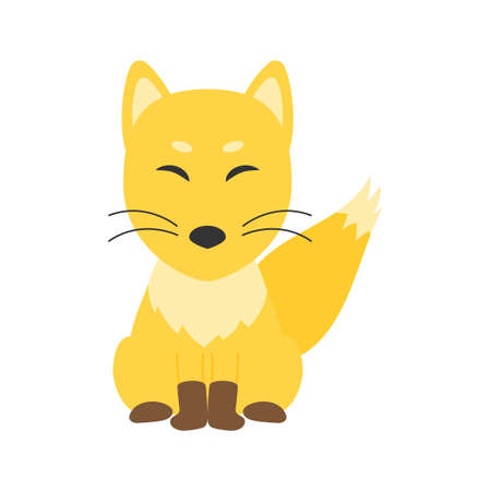Simple and flat fox illustration materialのイラスト素材
