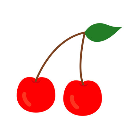 Simple and flat cherry illustration materialのイラスト素材