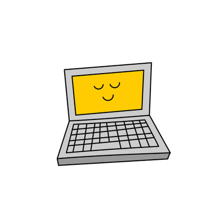 Rough cute illustration of a sleeping computerのイラスト素材