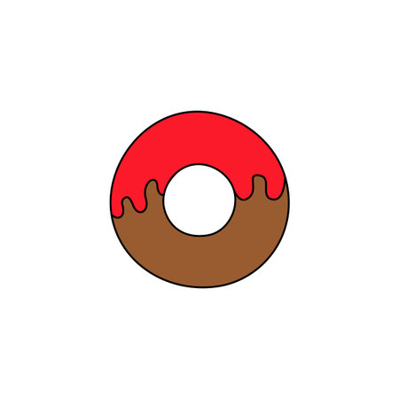 Loose rough hand drawn illustration of cream donutのイラスト素材