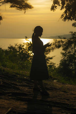 Silhouette womanの写真素材