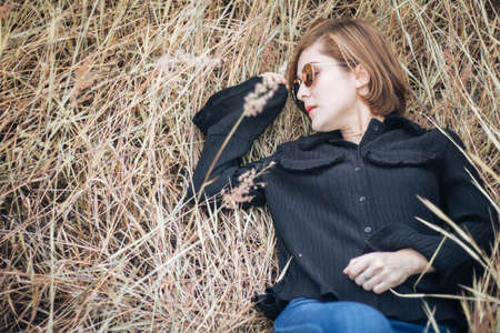 beautiful girl in natureの写真素材