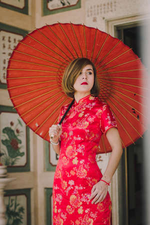 Woman chinese qipao dressの写真素材
