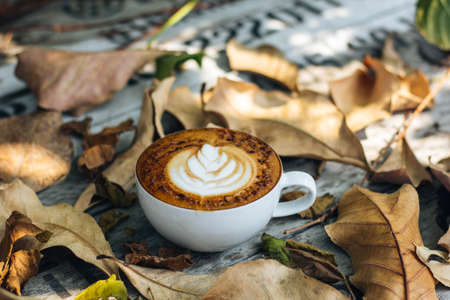 coffee in white cupの写真素材