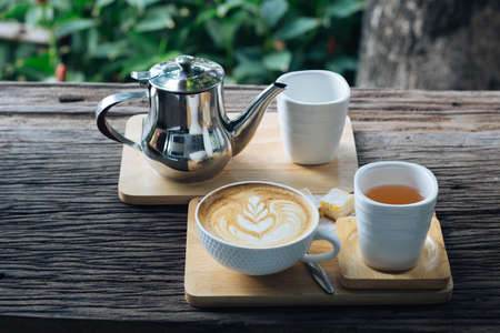 coffee in white cupの写真素材