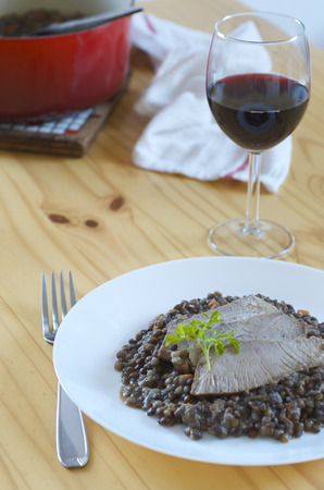 Lentils and porkの写真素材