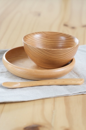Wooden tablewareの写真素材