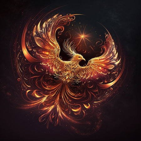 Inferno of Beauty, A Phoenix's Flames in the World of Fantasy Art, generative aiの素材