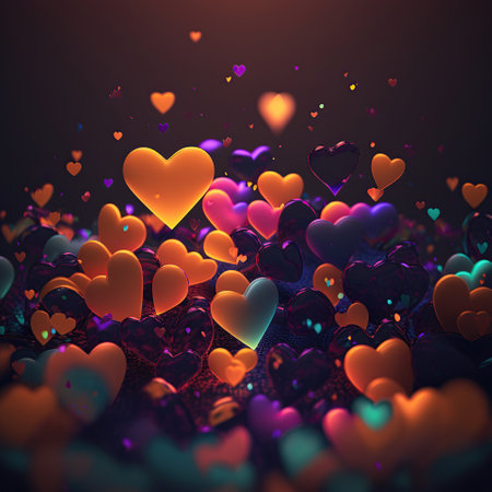 Heartfelt Hues, A Vibrant and Colorful Hearts Background, generative aiの素材