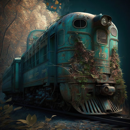 The Mesmerizing View of a Train Journeying Southward, generative aiの素材