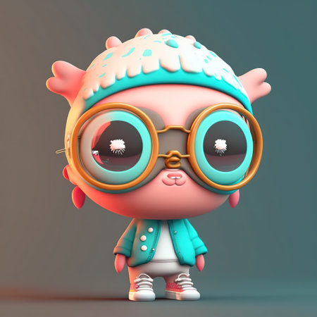 Pastel Perfection, Discover the Delightful World of Gumi, the Adorable 3D Character with Big Eyes and Small Nose, generative Aiの素材