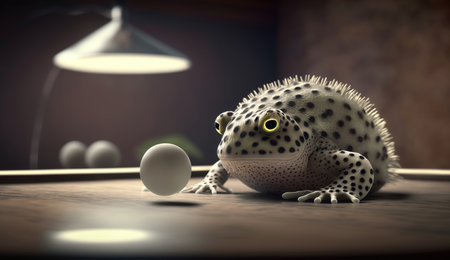 A frog playing table tennis , 3D rendering, Generative Aiの素材