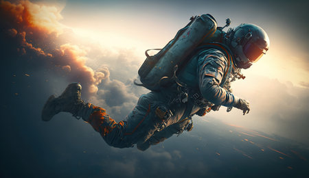 Skydiver jumping out of a plane, with a sense of thrill and excitement and a focus on adventure and adrenaline , Generative Aiの素材