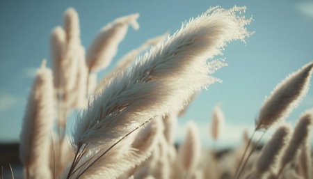 Pampas grass outdoor in light pastel colors. Generative AIの素材