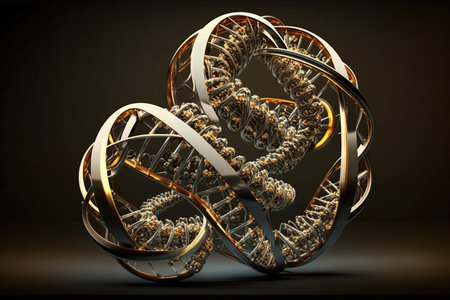 DNA gene helix spiral molecule structure. Generative AIの素材