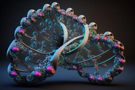 DNA gene helix spiral molecule structure. Generative AIの素材