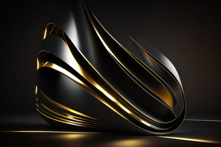 Abstract black background with line gold. Generative AIの素材