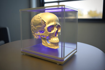 3d printer with a printed human skull. Generative AIの素材