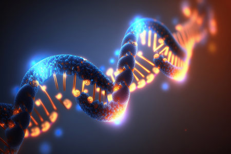 DNA gene helix spiral molecule structure. Generative AIの素材