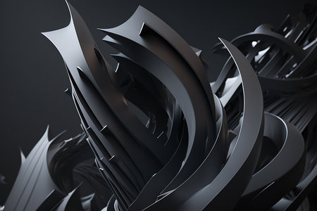 Abstract of black space, twisted shape, architecture details. Generative AIの素材